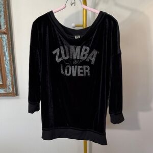 Zumba Fitness Black Velvet 'Zumba Lover' Foil Sweatshirt EUC M
